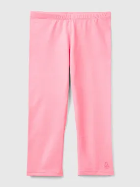 3/4 leggings in stretch cotton - Pink | Benetton