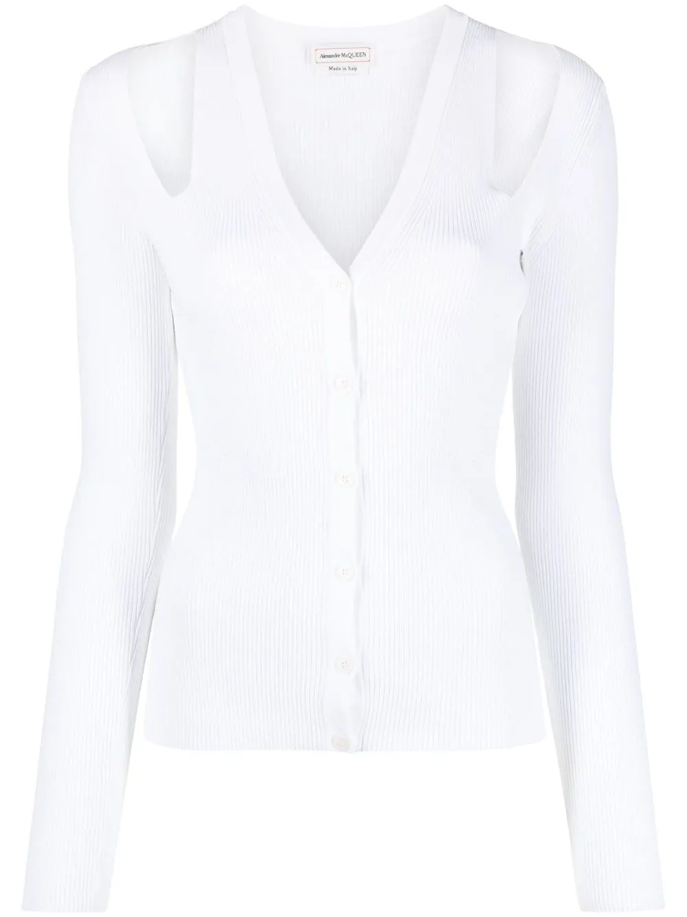 ALEXANDER MCQUEEN White Long Sleeve Slash Cardigan for Women - SS23 Collection