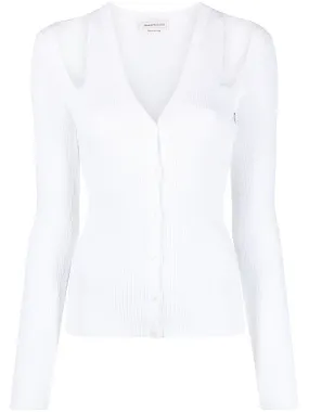 ALEXANDER MCQUEEN White Long Sleeve Slash Cardigan for Women - SS23 Collection