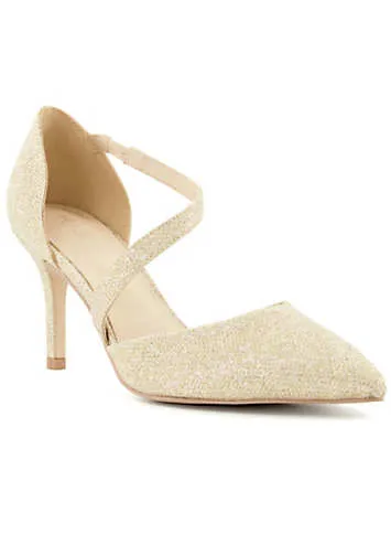 Asya Gold Shimmer Asymmetric Court Shoes by Head Over Heels By Dune | Look Again