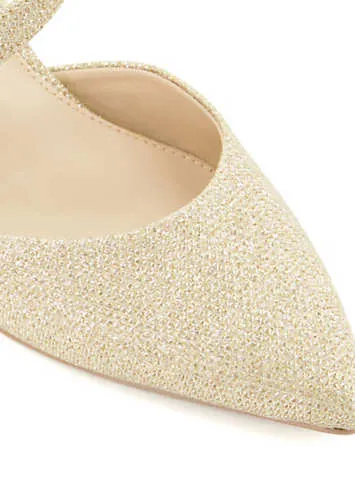 Asya Gold Shimmer Asymmetric Court Shoes by Head Over Heels By Dune | Look Again