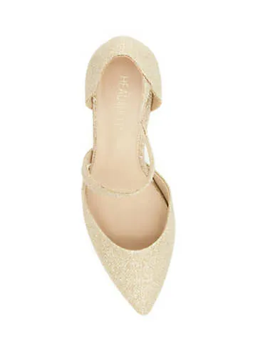 Asya Gold Shimmer Asymmetric Court Shoes by Head Over Heels By Dune | Look Again