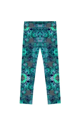 Awakening Lucy Blue Green Cute Designer Leggings - Girls