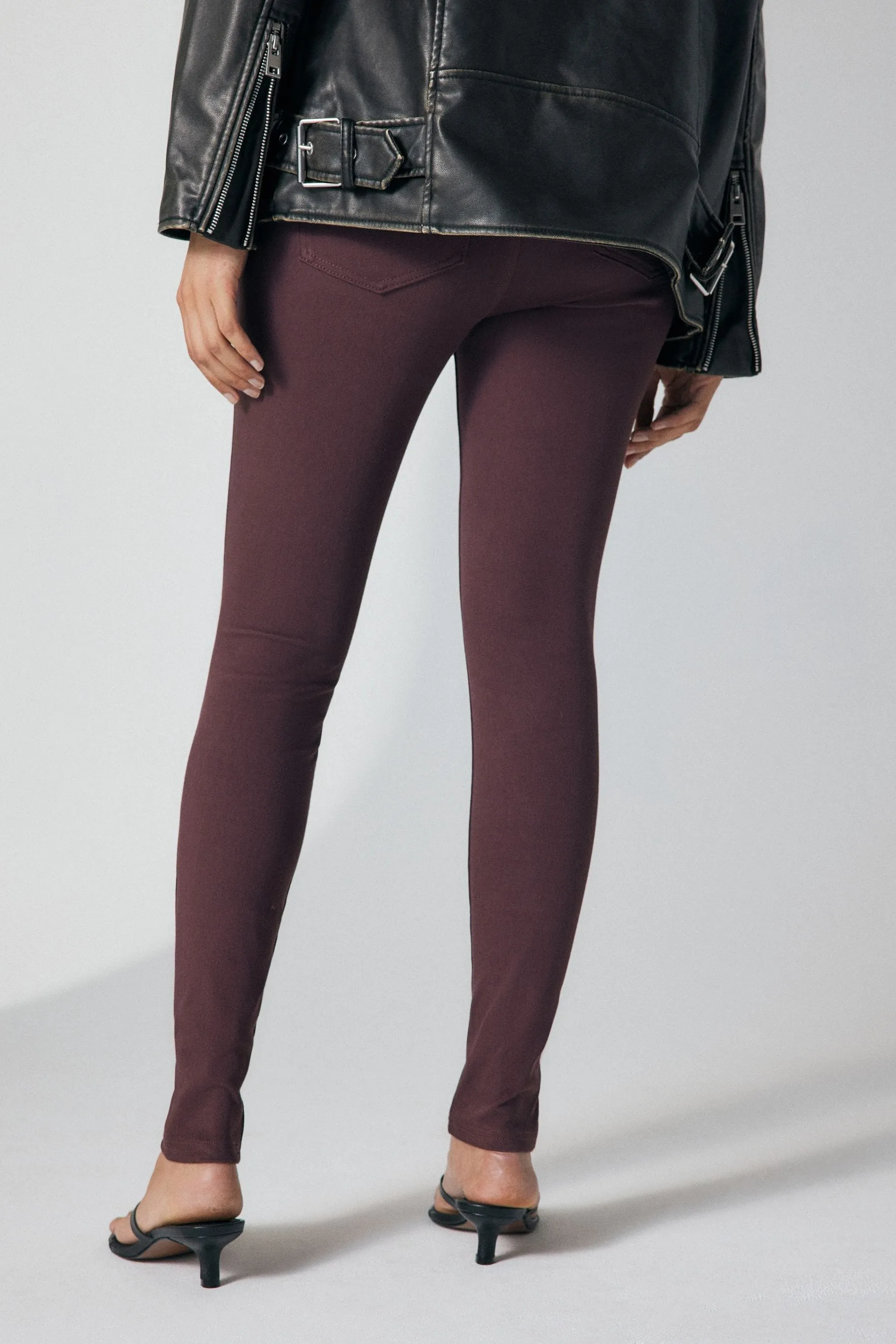 Berry Purple Jersey Denim Leggings