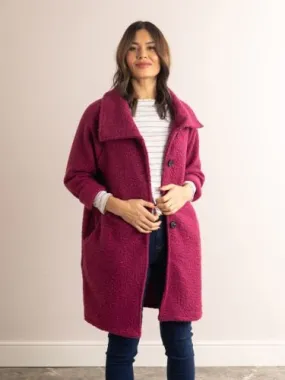 Betty Boucle Coat in Berry