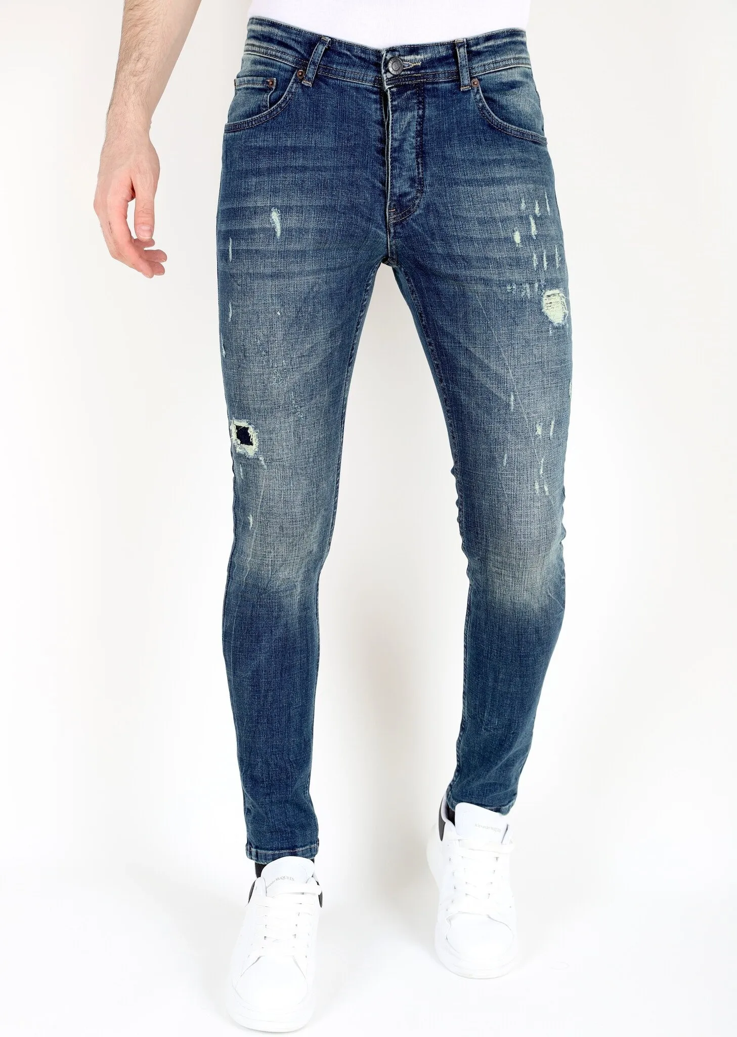 Blue Slim Fit Jeans with Tears Men |