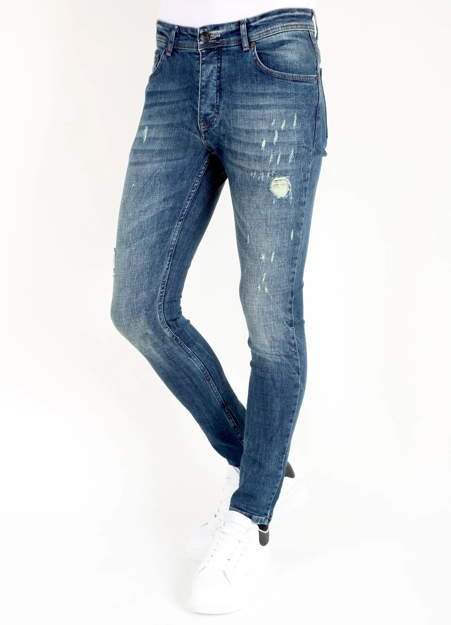 Blue Slim Fit Jeans with Tears Men |