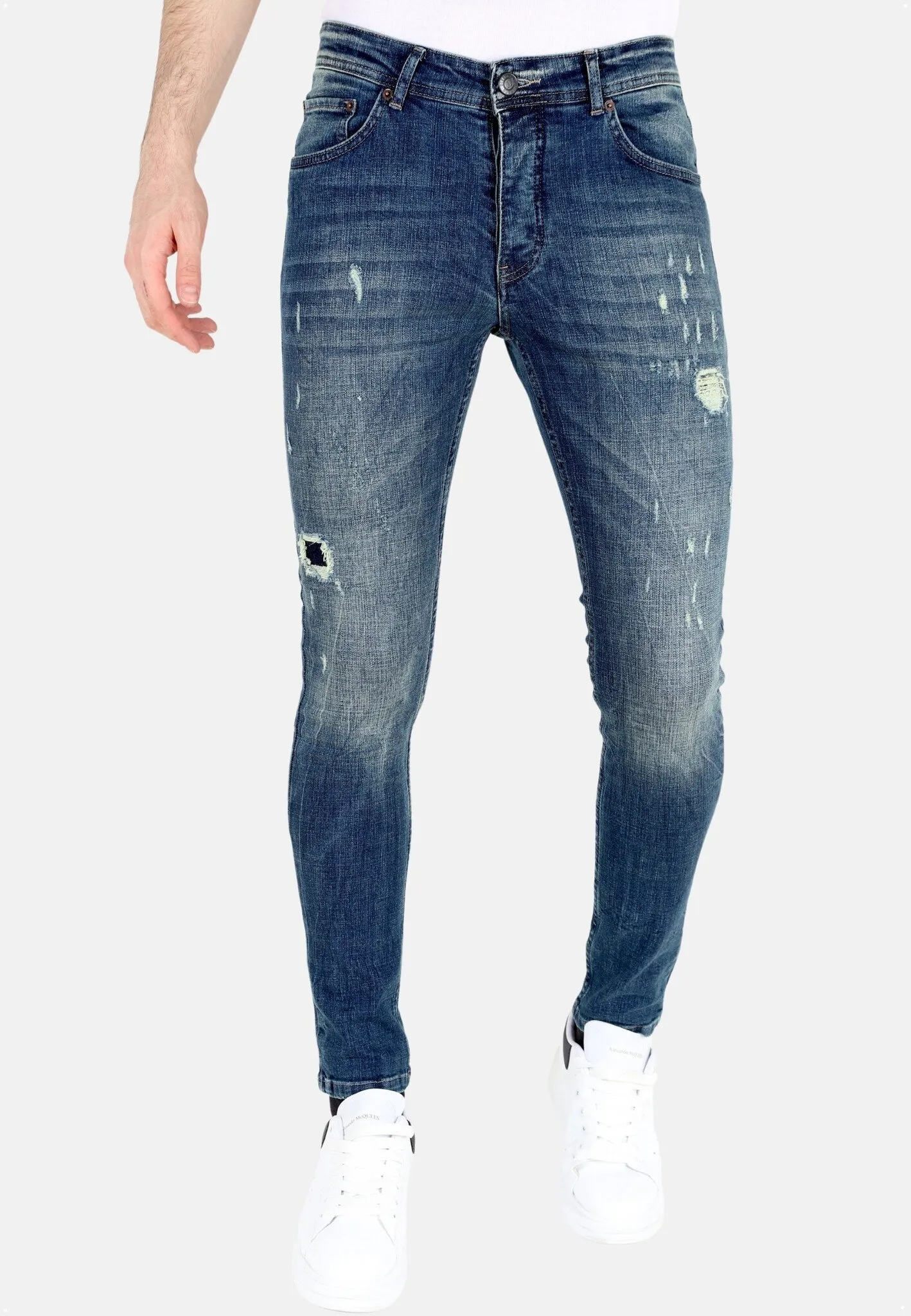 Blue Slim Fit Jeans with Tears Men |