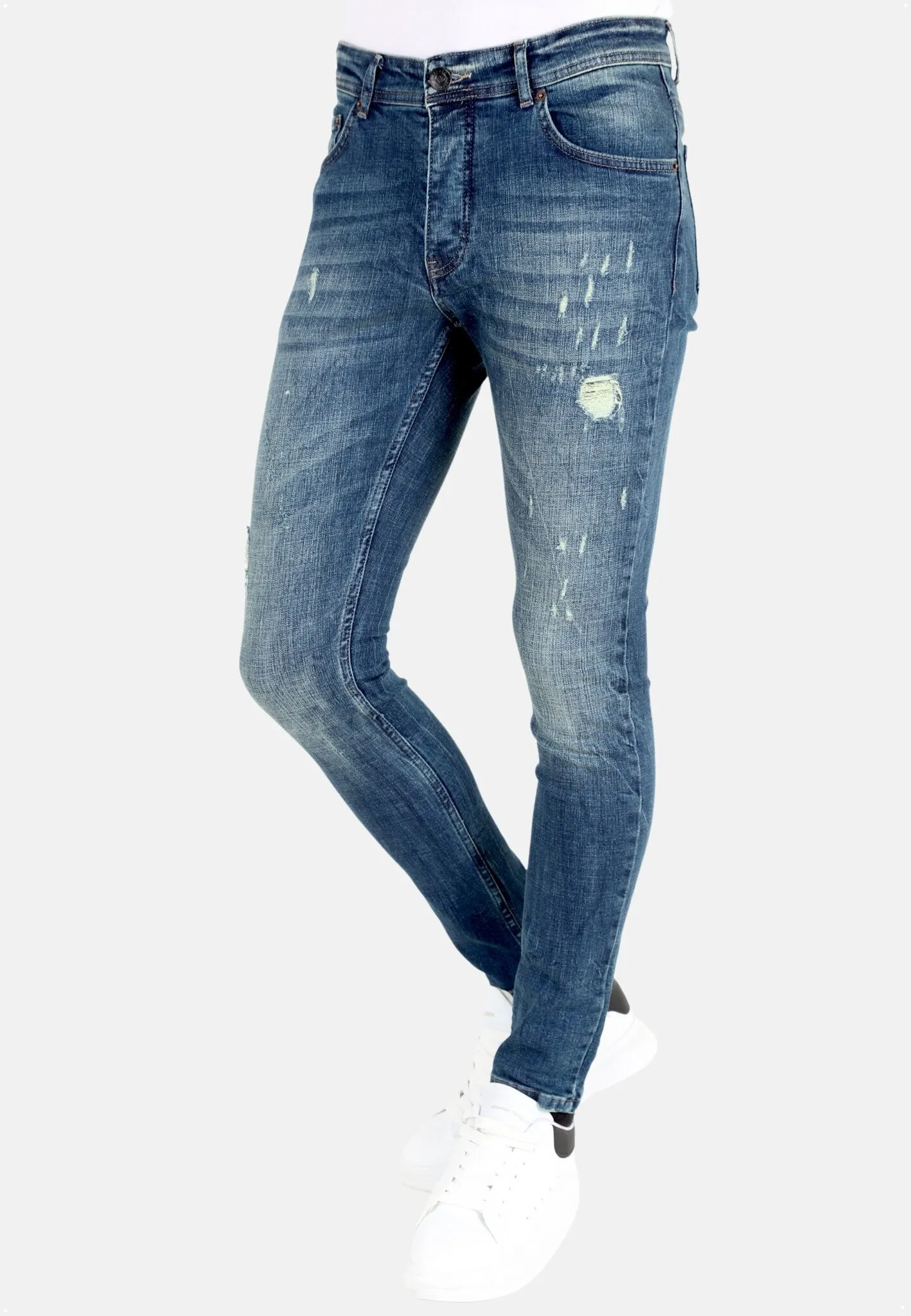 Blue Slim Fit Jeans with Tears Men |