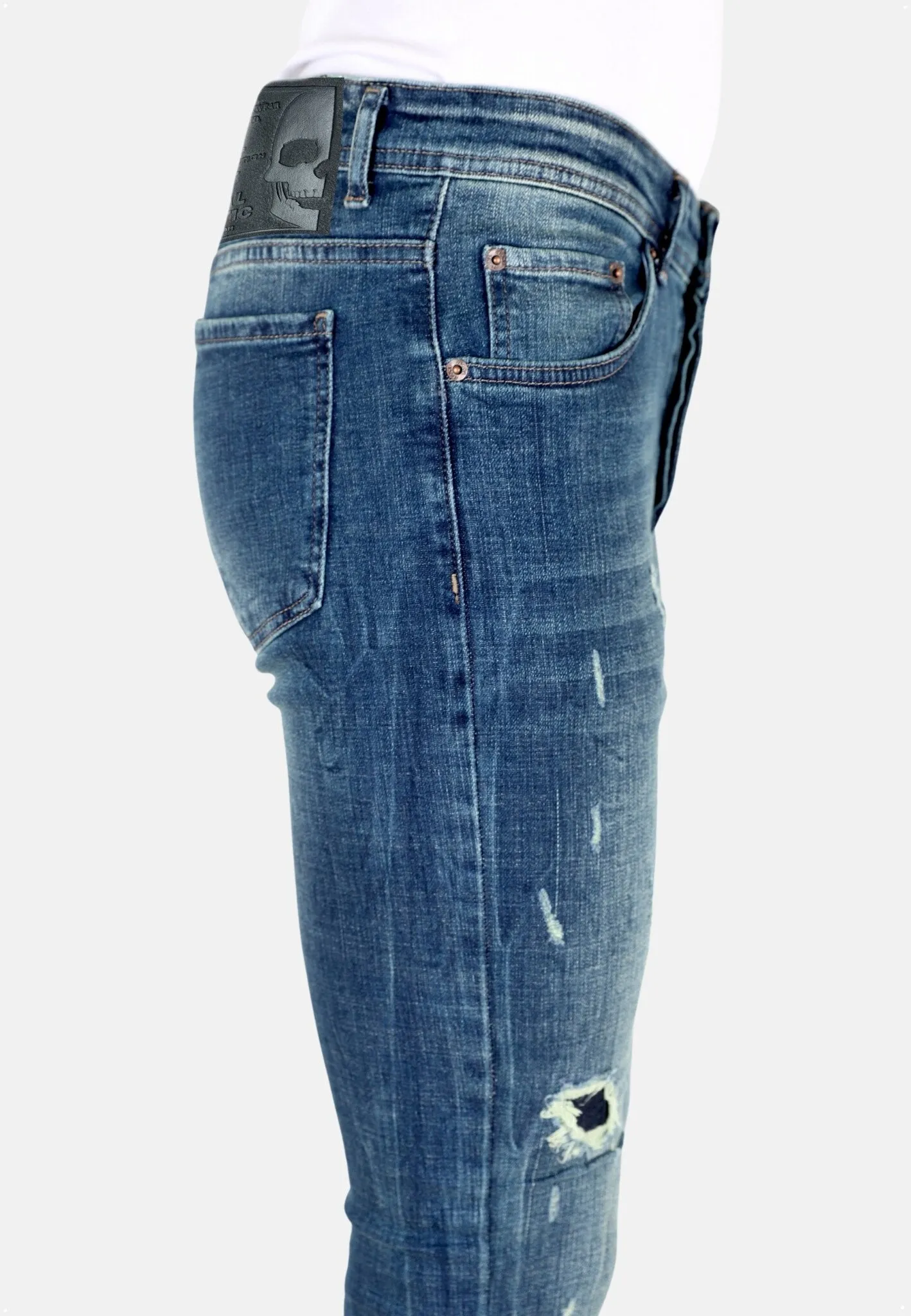 Blue Slim Fit Jeans with Tears Men |