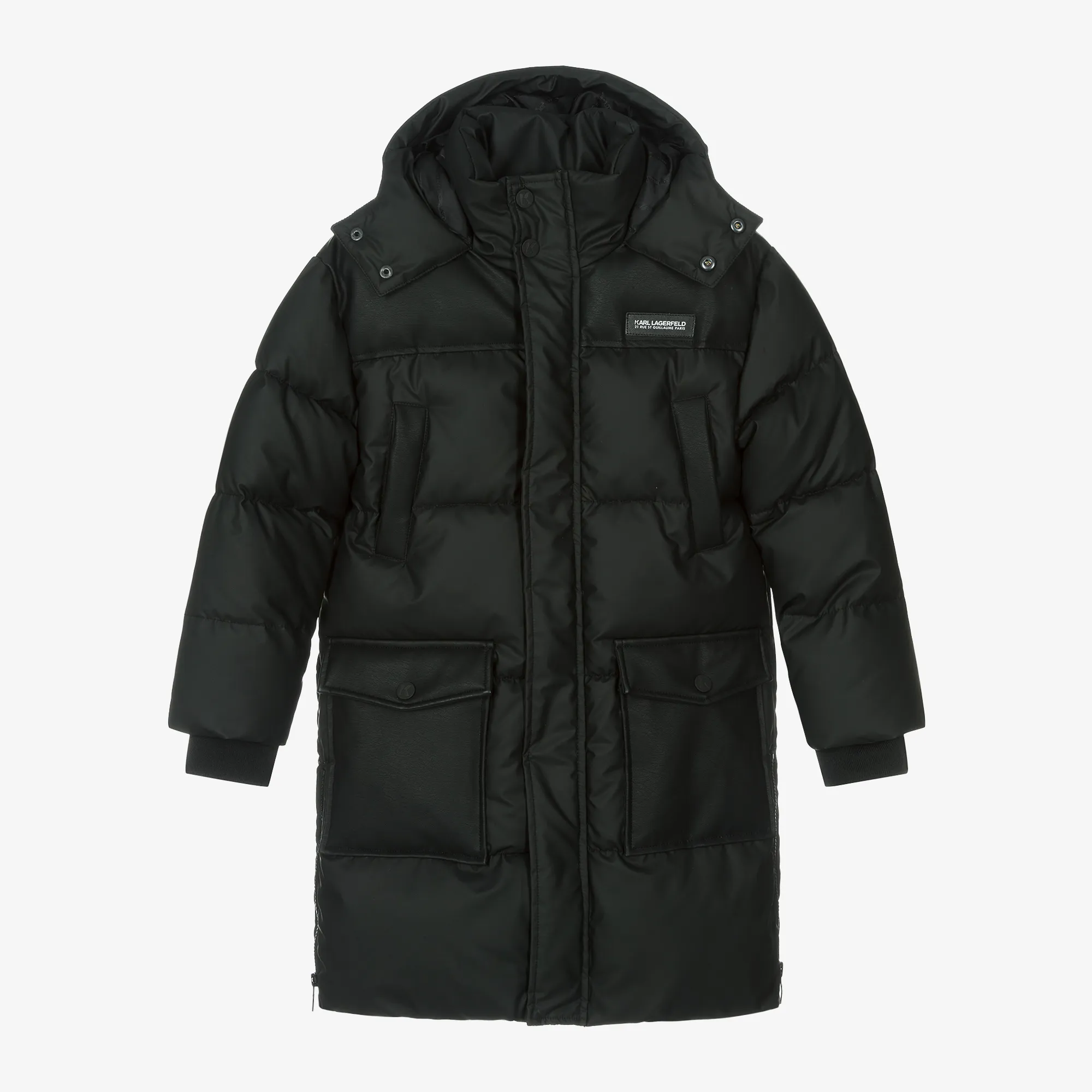 Boys Black Hooded Puffer Coat