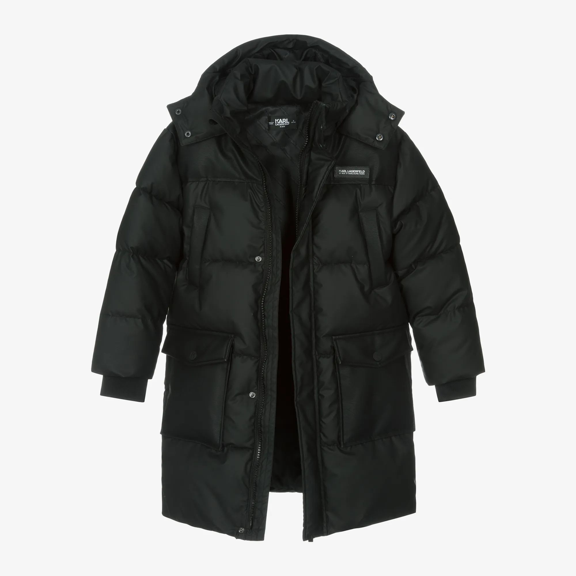 Boys Black Hooded Puffer Coat