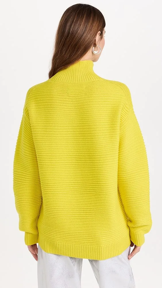 Brandon Maxwell   Garter Stitch Turtleneck Knit Sweater 