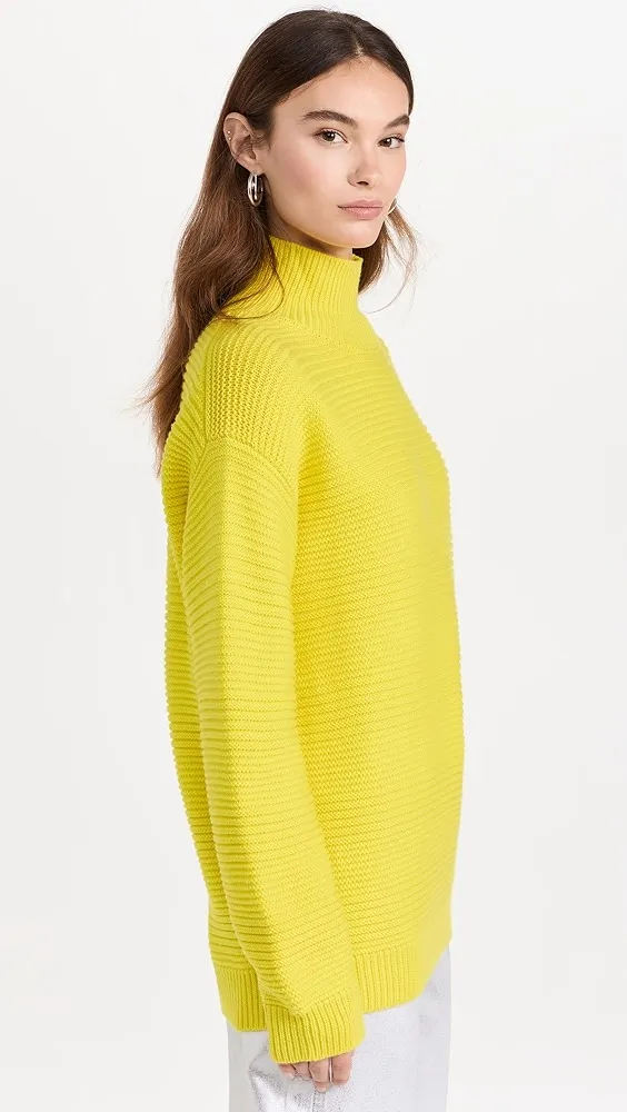 Brandon Maxwell   Garter Stitch Turtleneck Knit Sweater 