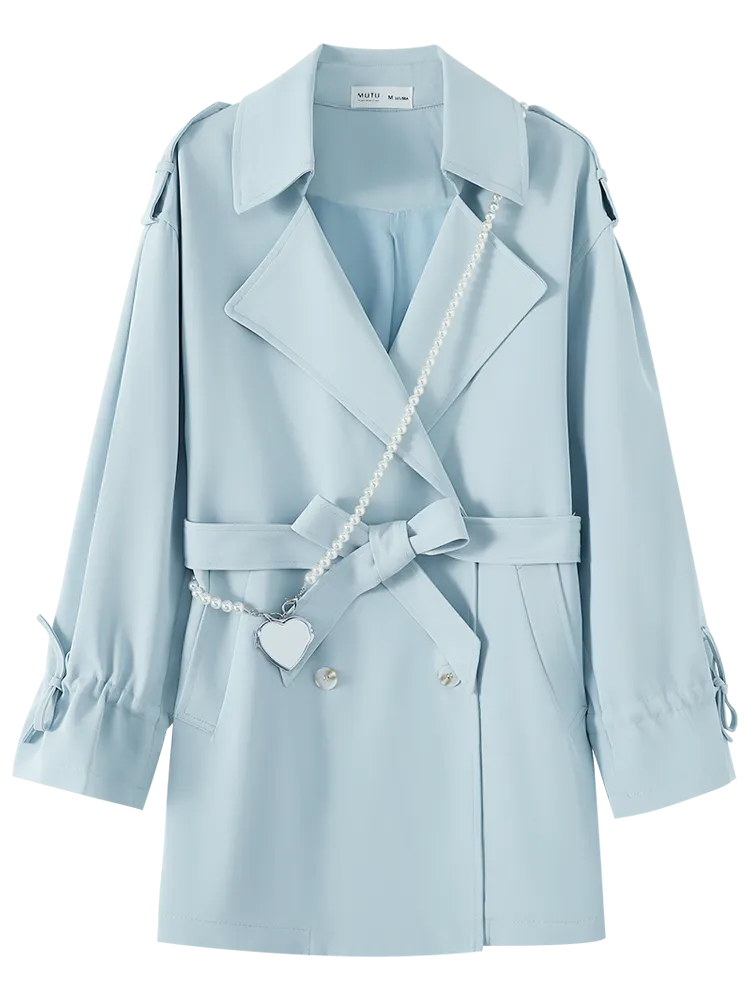 British Style Blue Trench Coat