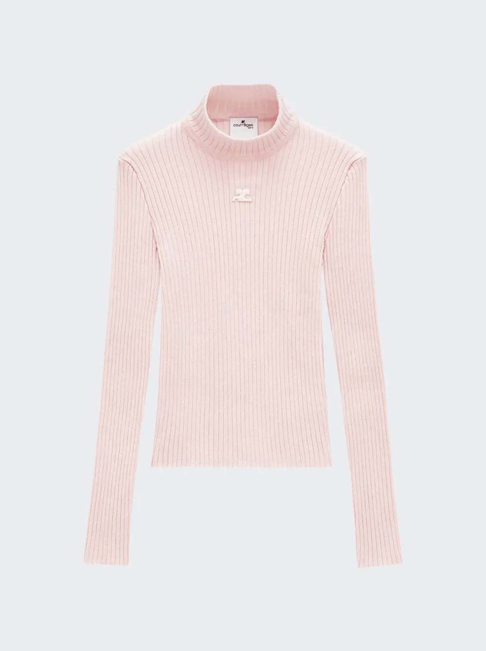 Courrèges   Reedition Rib Knit Mockneck Sweater Pale Pink 