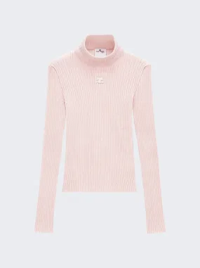 Courrèges   Reedition Rib Knit Mockneck Sweater Pale Pink 