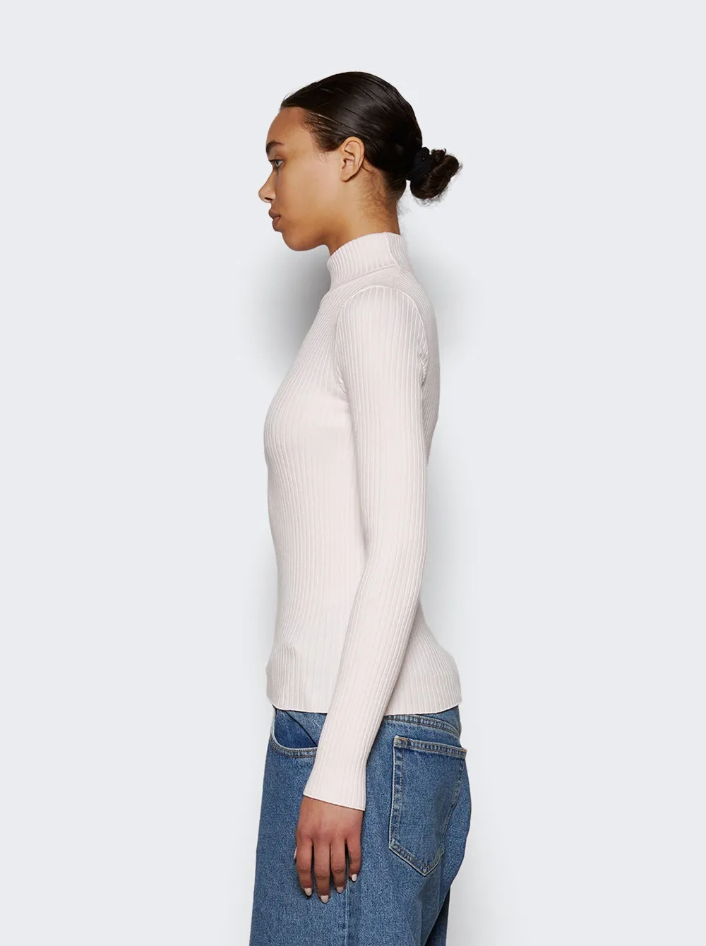 Courrèges   Reedition Rib Knit Mockneck Sweater Pale Pink 