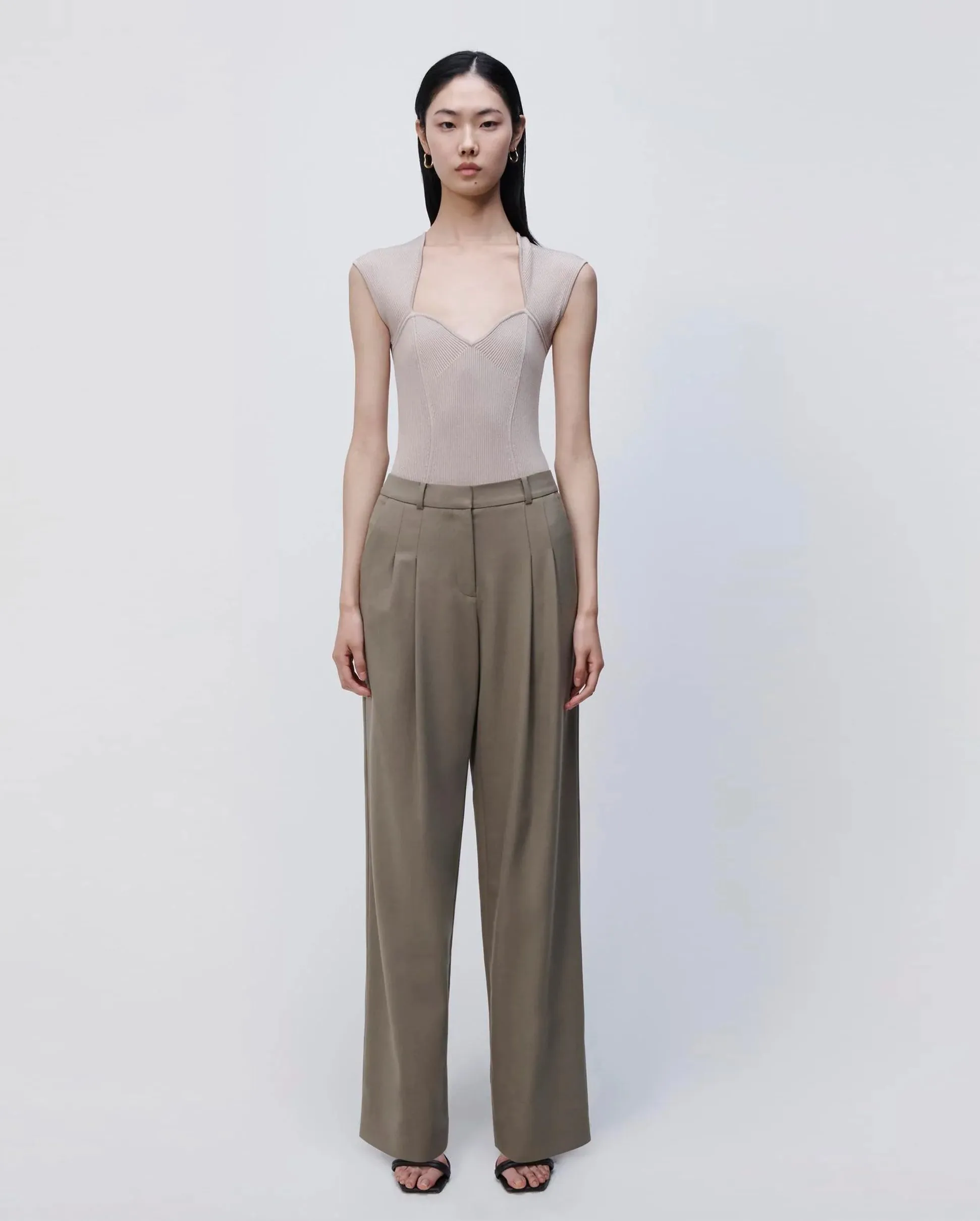 FELICE TWILL PLEATED PANT / WILLOW