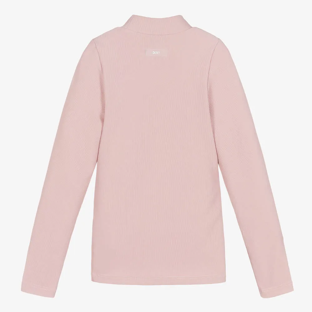 Girls Lilac Ribbed Turtleneck Top  