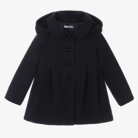 Girls Navy Blue Hooded Coat