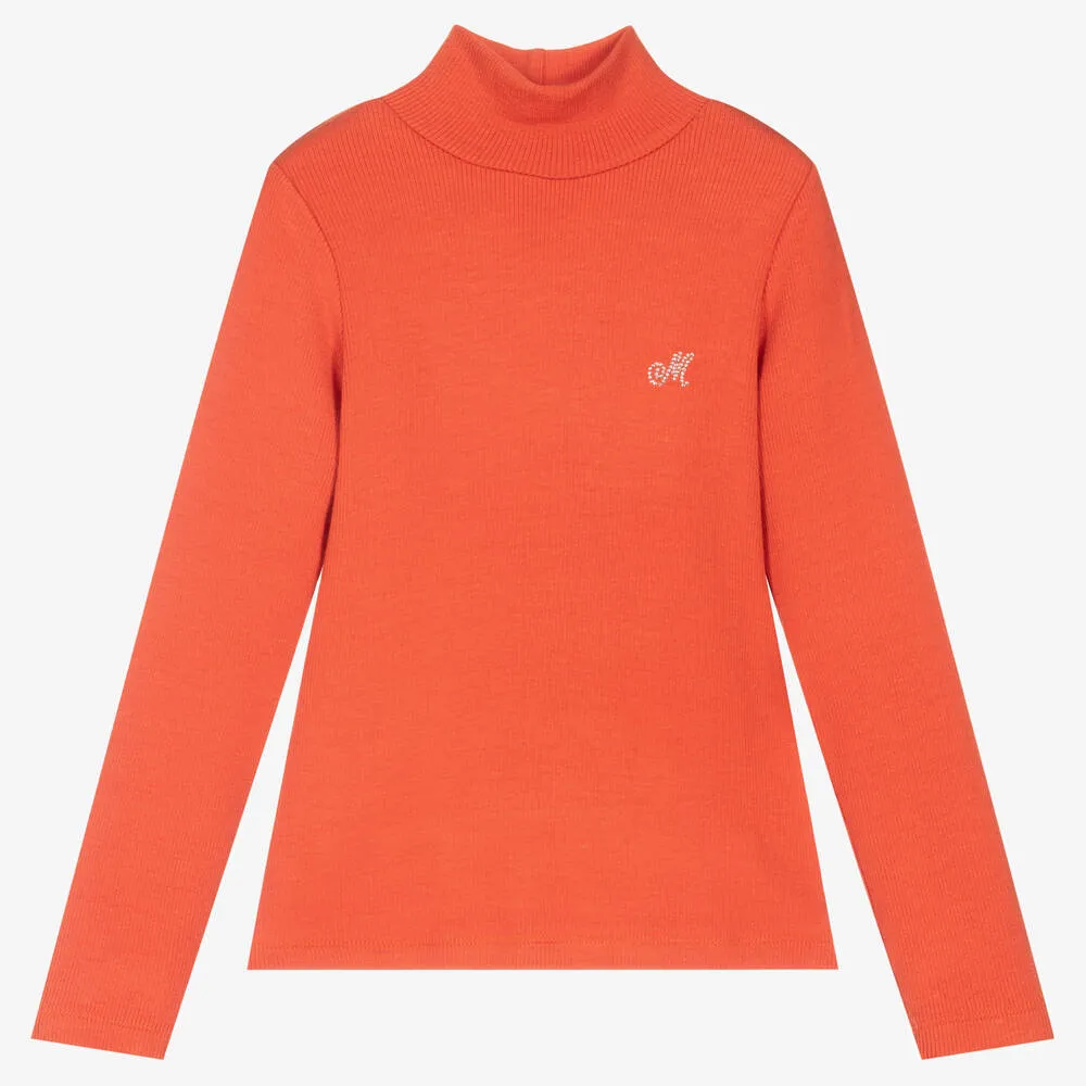 Girls Orange Turtleneck Top