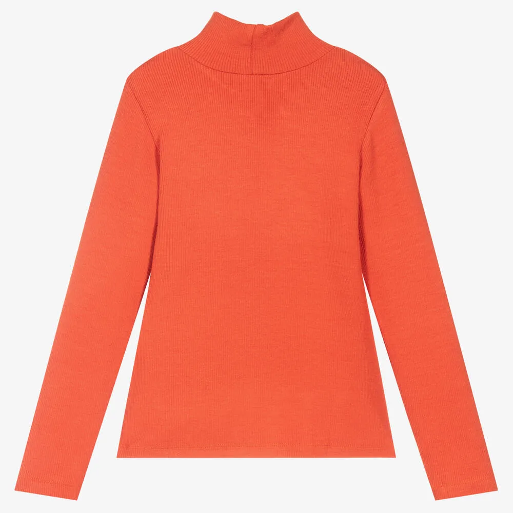 Girls Orange Turtleneck Top