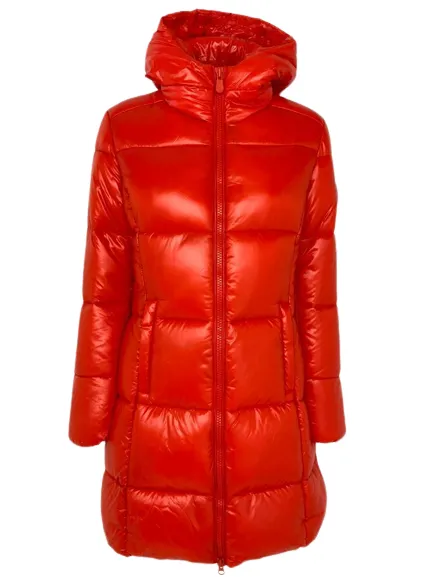 GIUBBINO DONNA LUNGO ROSSO IN ECO-PIUMA