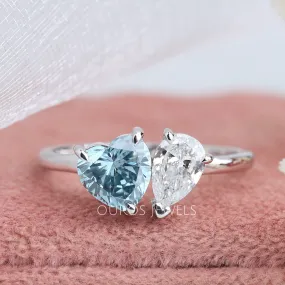 Heart & Pear Diamond Toi Et Moi Wedding Ring