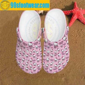 Hello Kitty Crocs – Hello Kitty Pattern Pink Crocband Clog Shoes – 90sfootwear