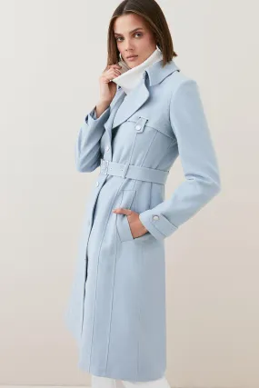 Italian Moleskin Belted Longline Coat | Karen Millen