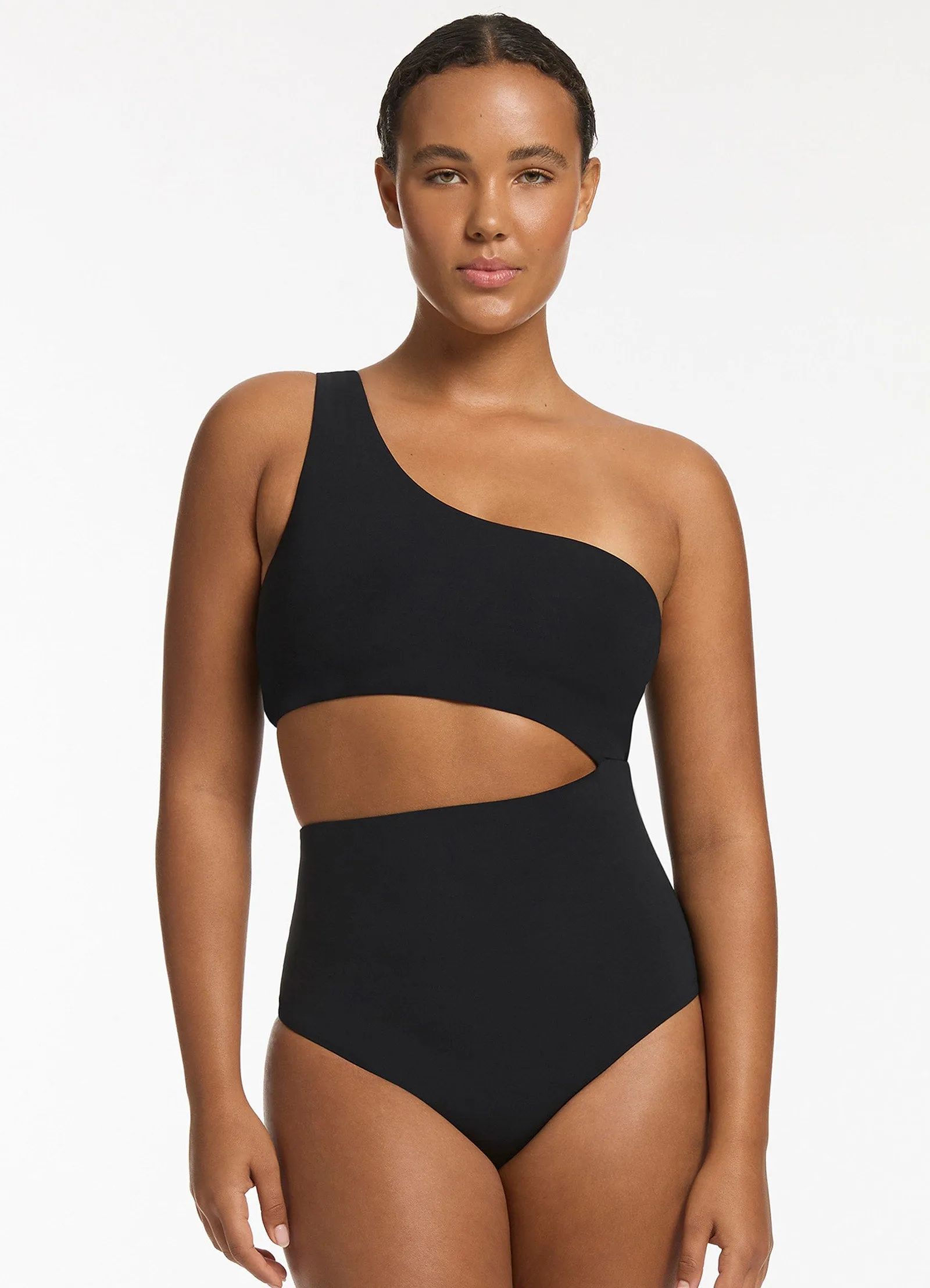 Jetset One Shoulder One Piece - Black