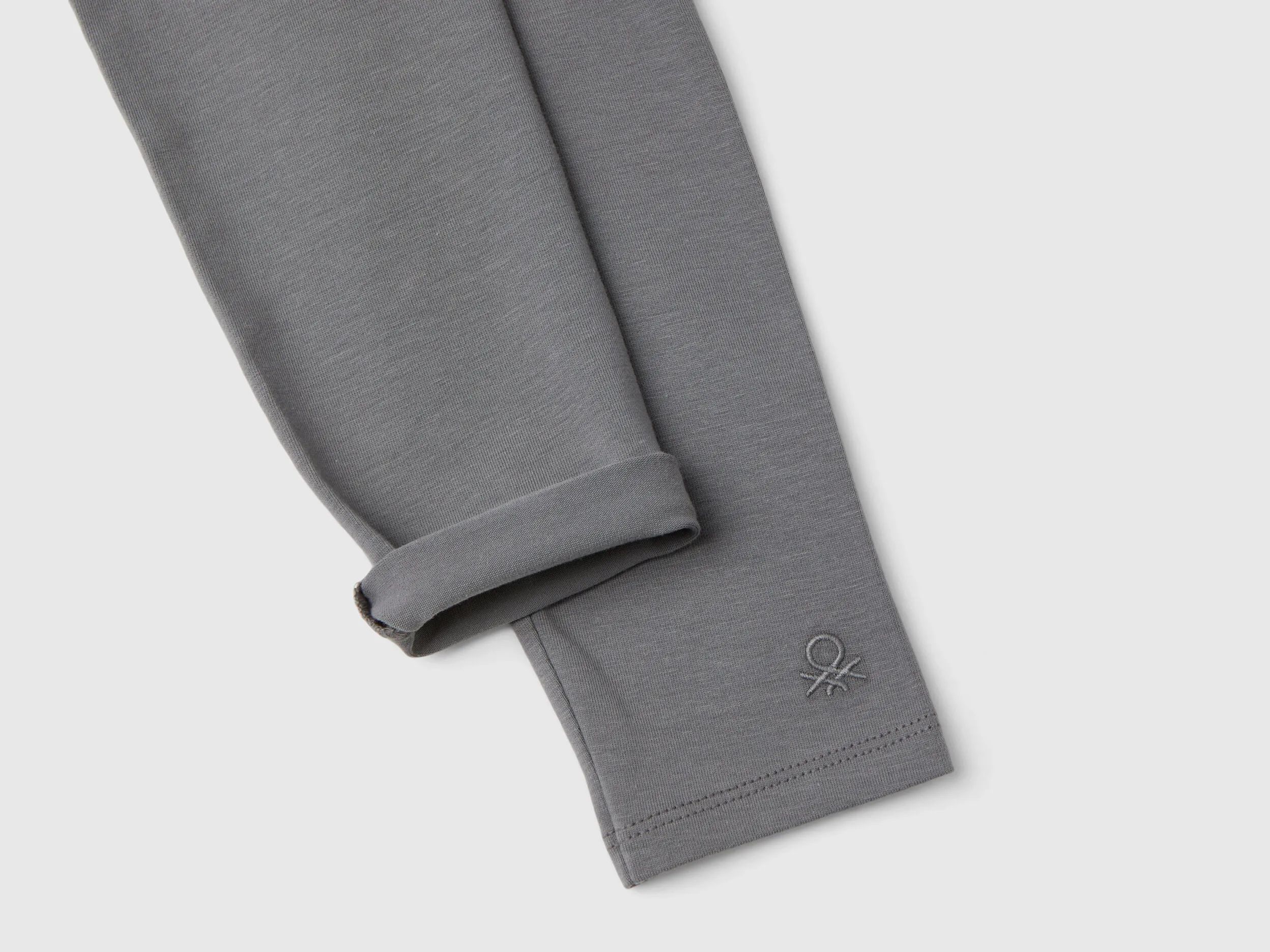 Leggings in stretch cotton with logo - Dark Gray | Benetton