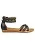 Lunar Exclusive Black Stud Braided Ankle Strap Flat Sandals