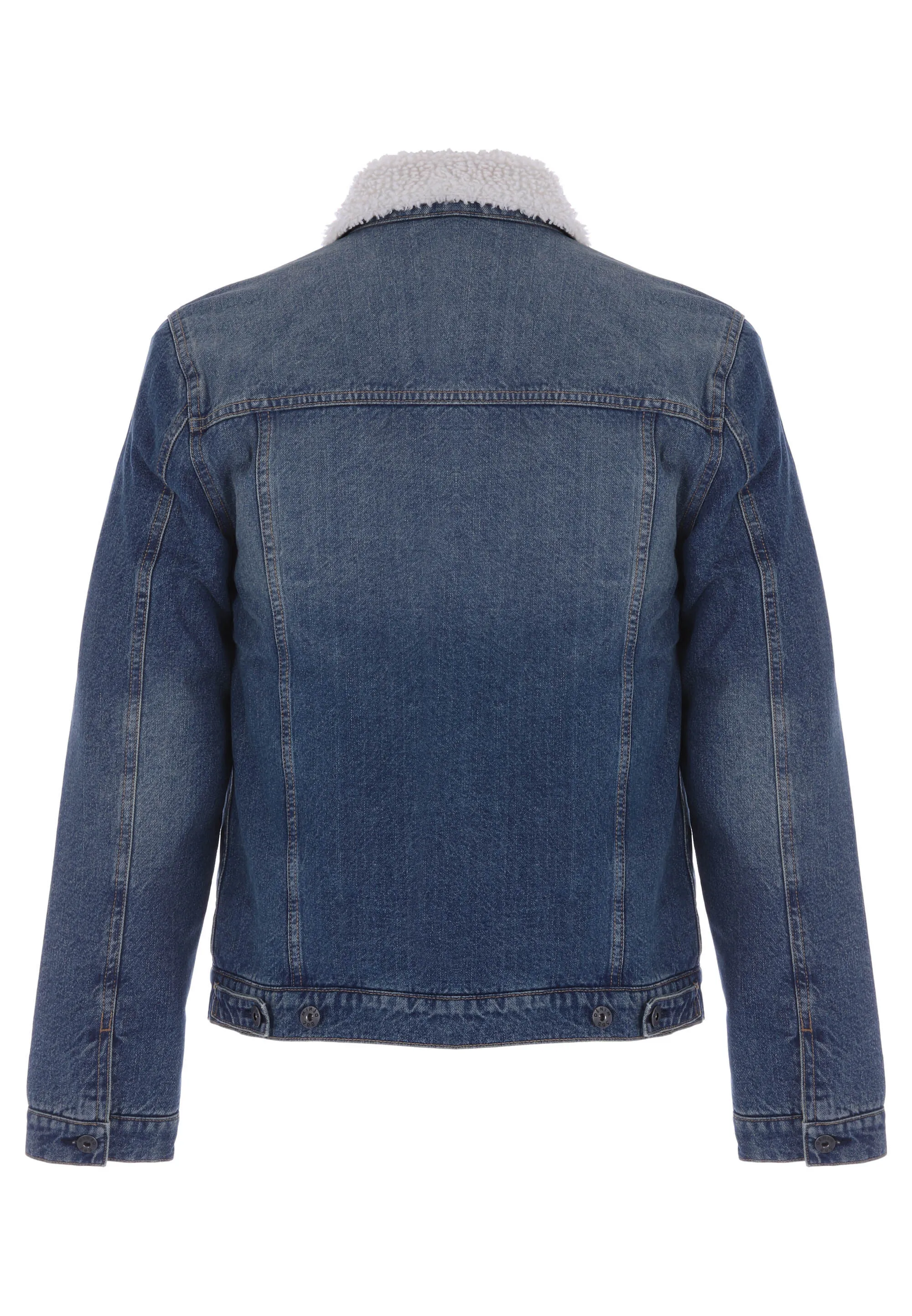 Mens Blue Denim Borg Lined Jacket