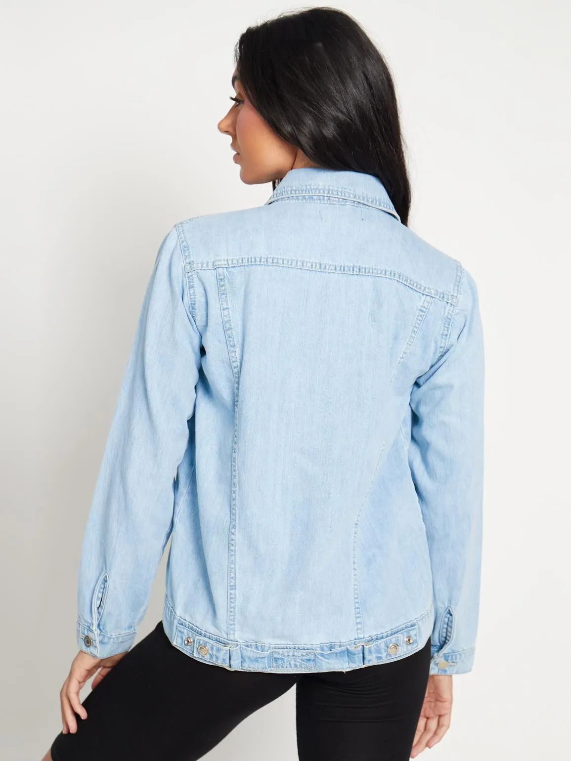 Mid Length Denim Jacket, Black, Blue, UK Sizes 8 to 16