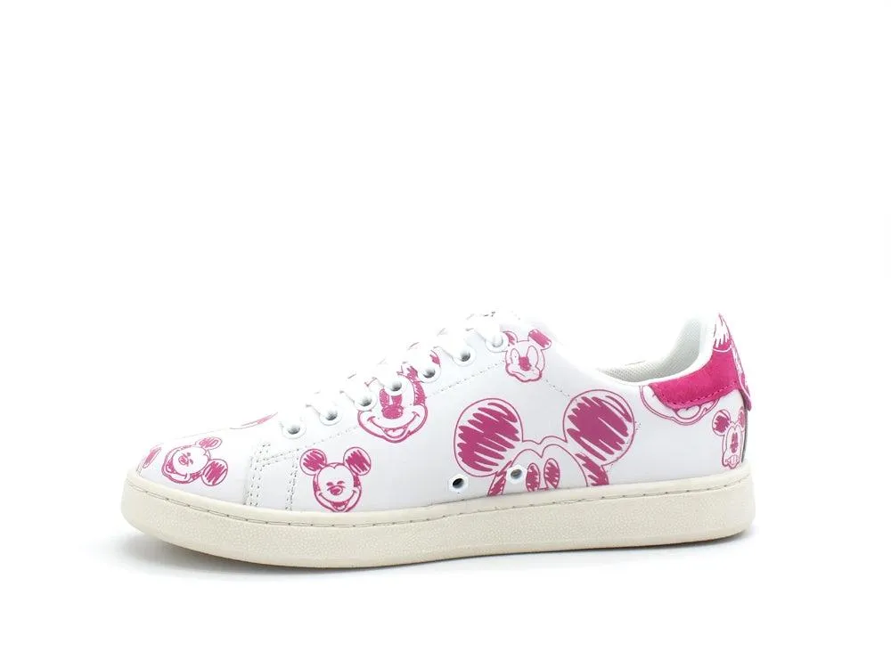 MOA Master Of Arts Disney Sneaker Sketch Effect Mickey Mouse White Fuxia MD608