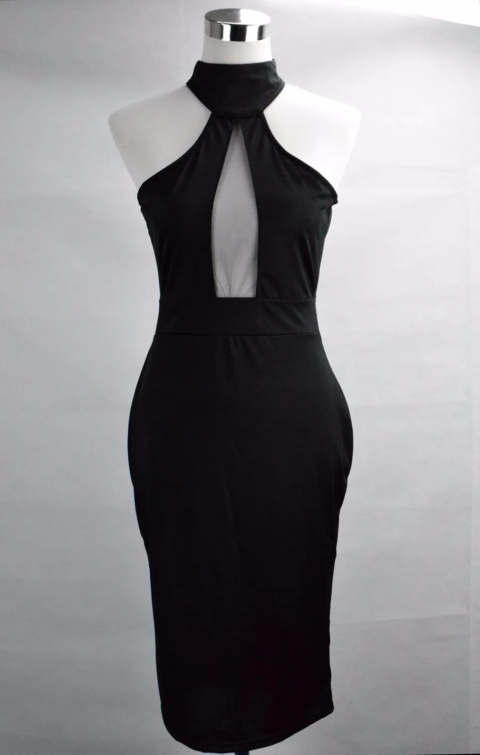 One-Step Sexy Black Bodycon Dress   Slim Turtleneck Sleeveless Black Long Party Dress Pencil Club Wear Sundress SM6