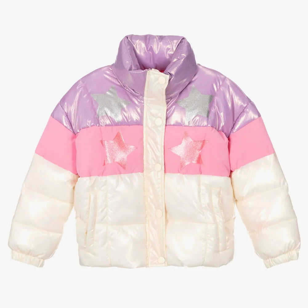 Purple & Ivory Puffer Coat