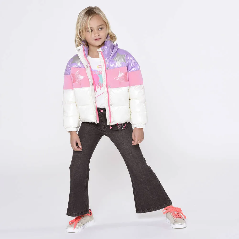 Purple & Ivory Puffer Coat