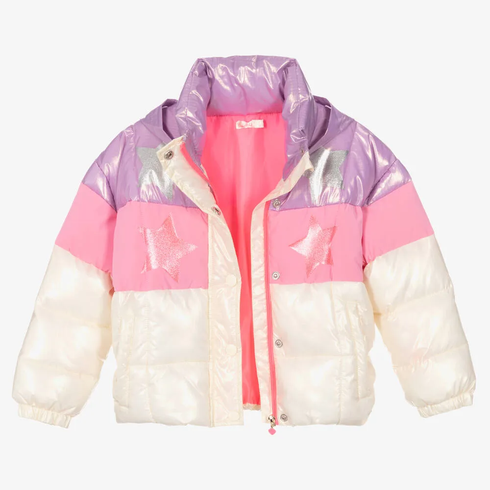 Purple & Ivory Puffer Coat