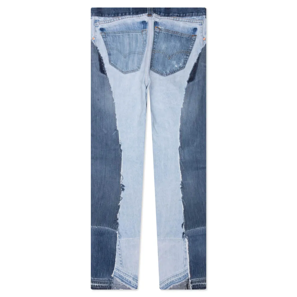 Reconstructed Denim Raw Pant - Blue