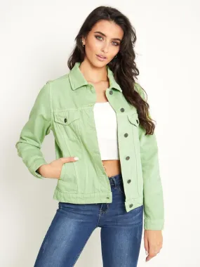 Relaxed Fit Denim Jacket, Sage, UK Sizes 8 to 16