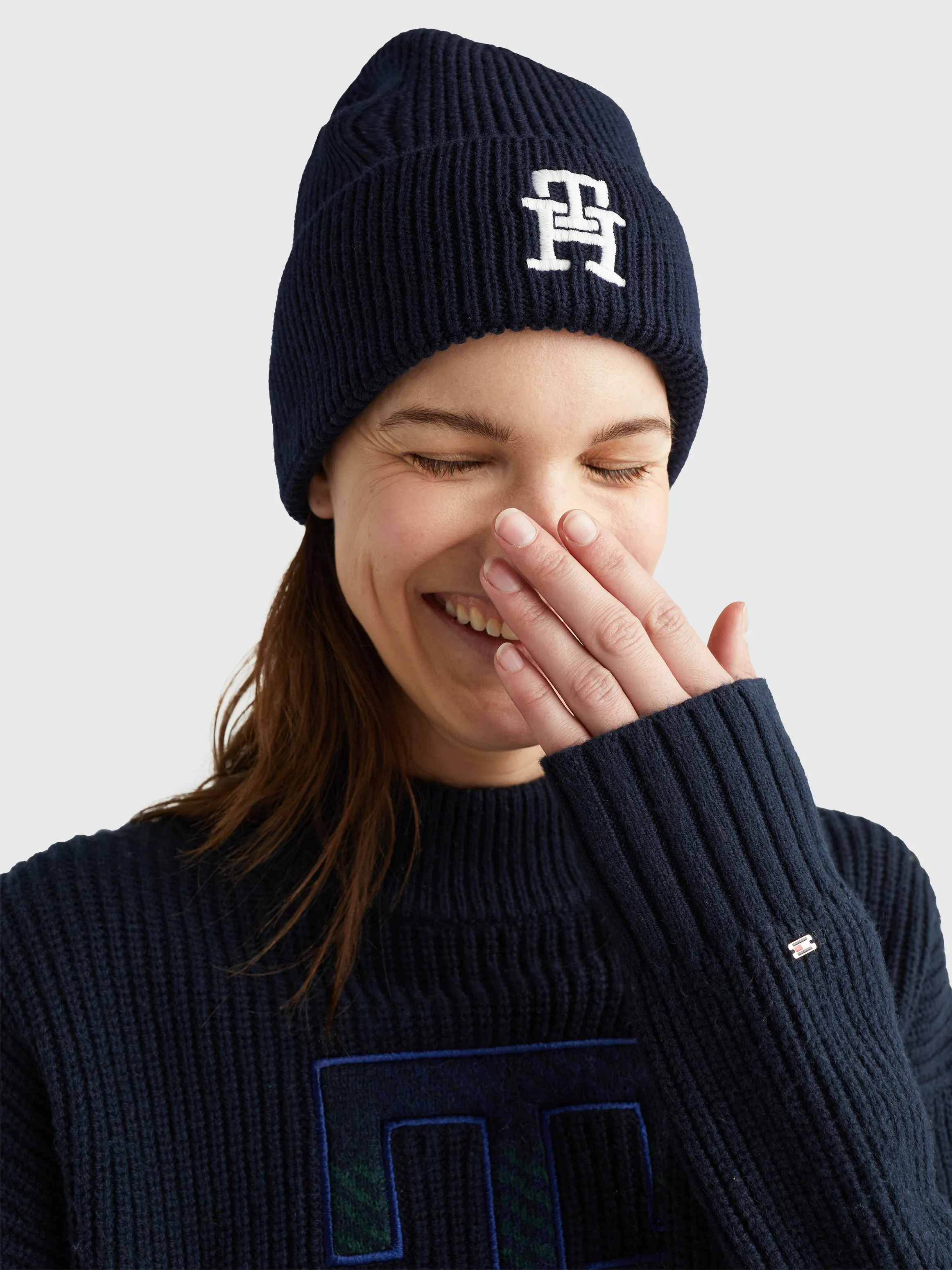 Rib-Knit Jersey Monogram Beanie | Hats, Gloves & Scarves | Tommy Hilfiger