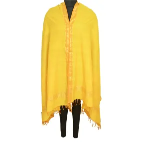 Sanskriti Vintage Long Dupatta Stole Pure Cotton Yellow Woven Zari Wrap Scarves