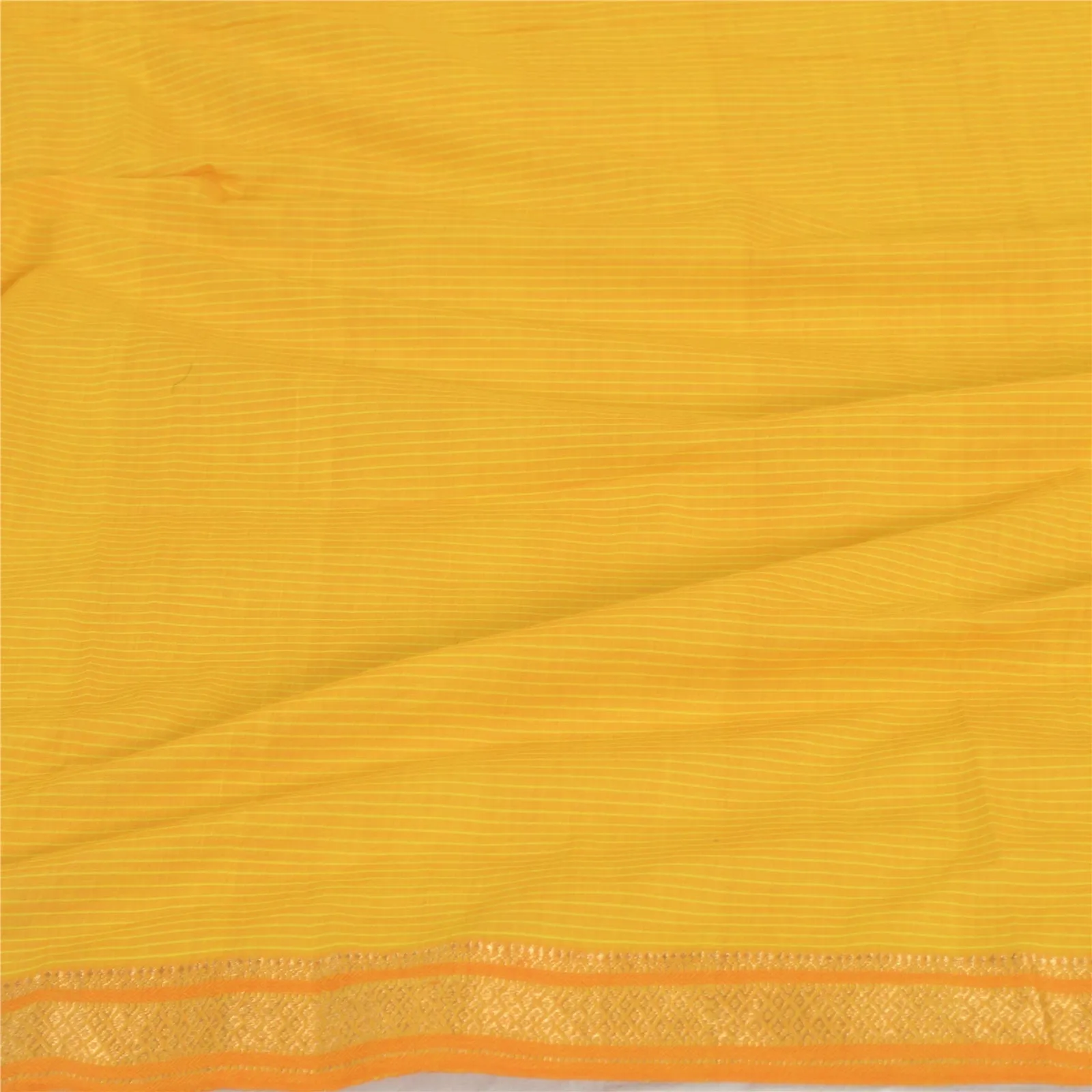 Sanskriti Vintage Long Dupatta Stole Pure Cotton Yellow Woven Zari Wrap Scarves