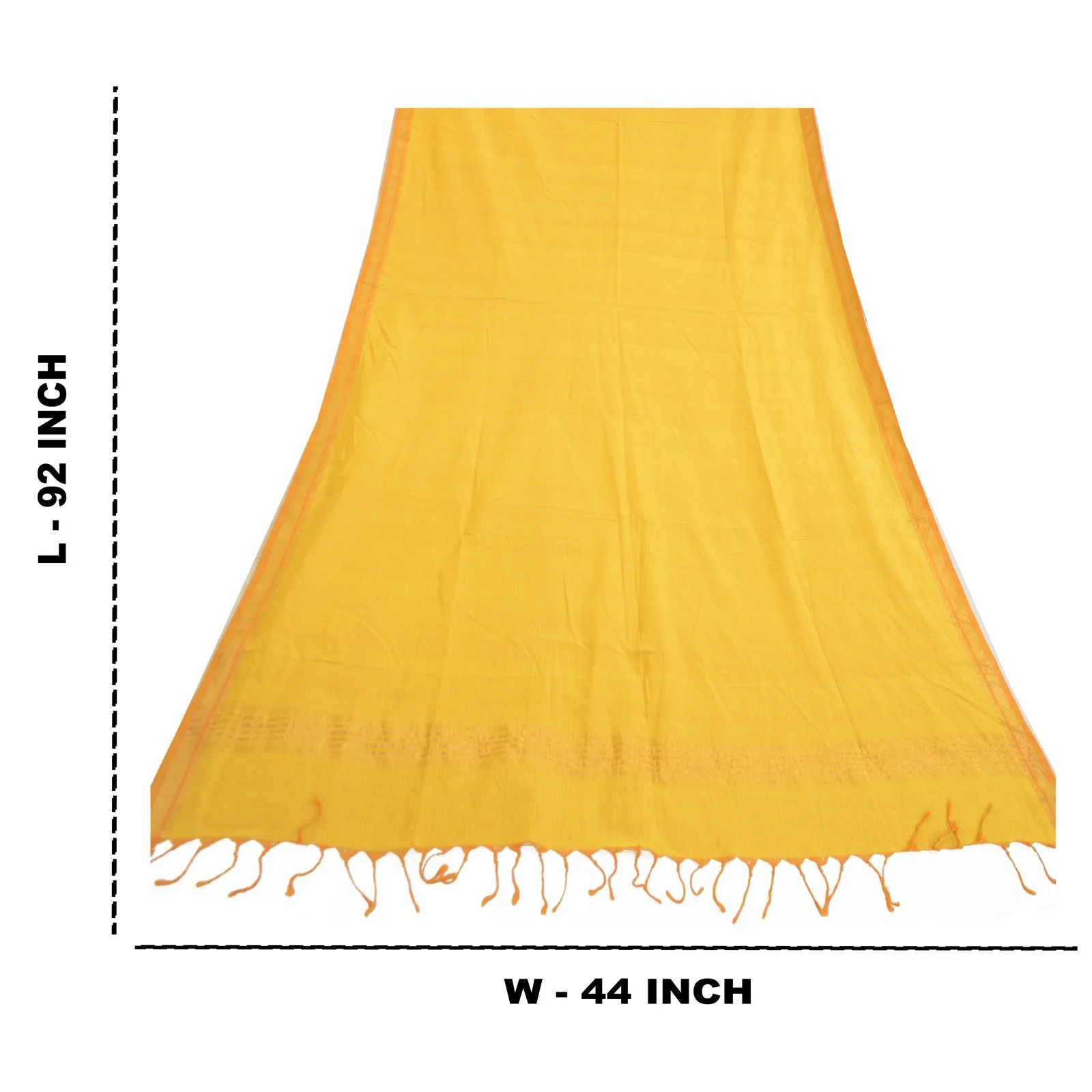 Sanskriti Vintage Long Dupatta Stole Pure Cotton Yellow Woven Zari Wrap Scarves