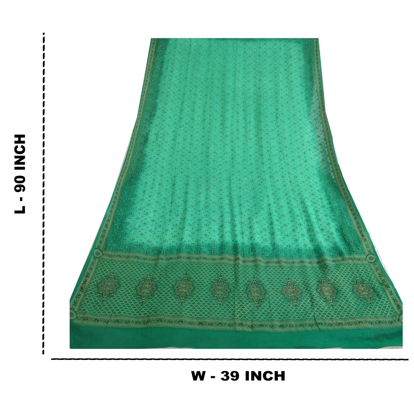 Sanskriti Vintage Long Dupatta Stole Pure Silk Green Hijab Woven Wrap Scarves