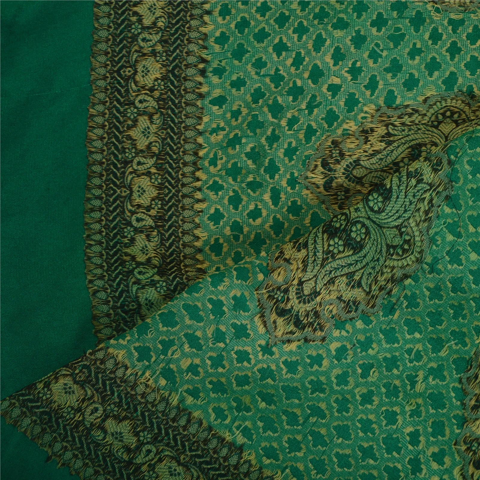 Sanskriti Vintage Long Dupatta Stole Pure Silk Green Hijab Woven Wrap Scarves