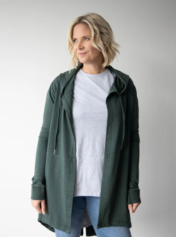 Silent Theory Ashleigh Hooded Cardigan Bottle Green (Giving Back)